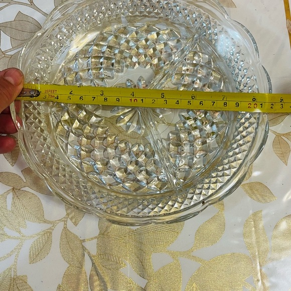 VINTAGE ANCHOR HOCKING WEXFORD CLEAR GLASS 3 SECTION DIVIDED SERVING RELISH DISH - Picture 2 of 3